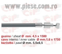 Cablu schimbator viteze varianta scurta 1.6x1750 mm - toate modelele de scutere clasice Vespa